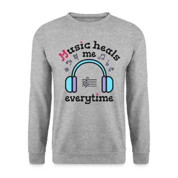 La musique me guérit à chaque fois - Sweat-shirt Unisexe - gris chiné - Devant - Alina (178cm) & Michal (187cm)