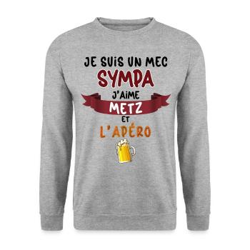 Metz Foot Homme Messin Apéro Bière - Sweat-shirt Unisexe - gris chiné - Devant - Alina (178cm) & Michal (187cm)