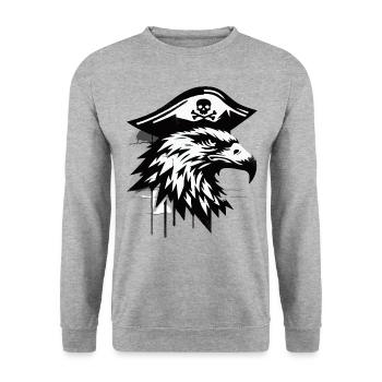 Tête d’aigle pirate boucanier graffiti street art - Sweat-shirt Unisexe - gris chiné - Devant - Alina (178cm) & Michal (187cm)