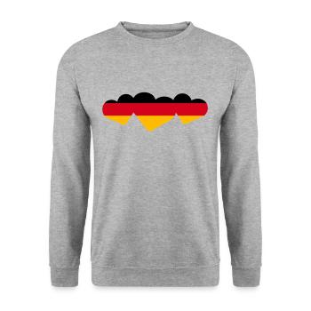 Deutschland Herzen - Unisex Pullover - Weißgrau meliert - Vorne - Alina (178cm) & Michal (187cm)