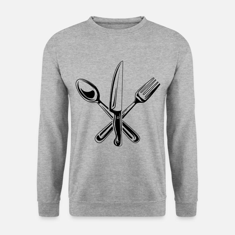 besteck symbol messer gabel löffel - Unisex Pullover - Weißgrau meliert