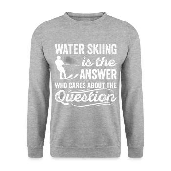 Wasserskifahren ist die Antwort - Vintage Waterski - Unisex Pullover - Weißgrau meliert - Vorne - Alina (178cm) & Michal (187cm)