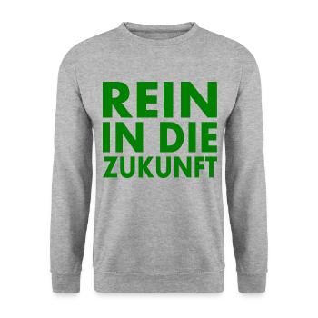 Rein in die zukunft - Unisex Pullover - Weißgrau meliert - Vorne - Alina (178cm) & Michal (187cm)