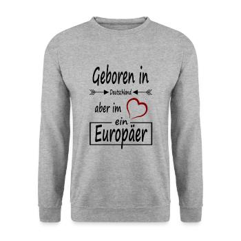 Europa - Unisex Pullover - Weißgrau meliert - Vorne - Alina (178cm) & Michal (187cm)
