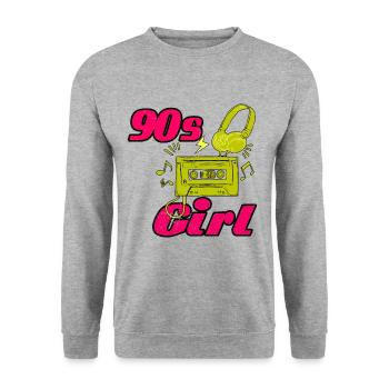 Cadeau de tenue rétro des années 90 garçon cassette - Sweat-shirt Unisexe - gris chiné - Devant - Alina (178cm) & Michal (187cm)