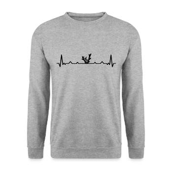 Heartbeat Koralle Aquarium Liebhaber Geschenk - Unisex Pullover - Weißgrau meliert - Vorne - Alina (178cm) & Michal (187cm)