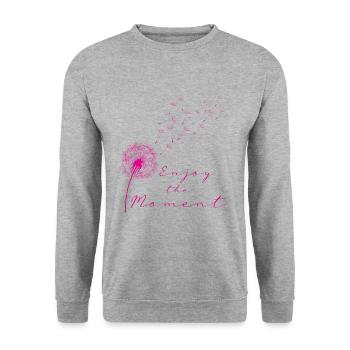Enjoy the moment pink pink dandelion dandelion - Unisex Sweatshirt - salt & pepper - Front - Alina (178cm) & Michal (187cm)