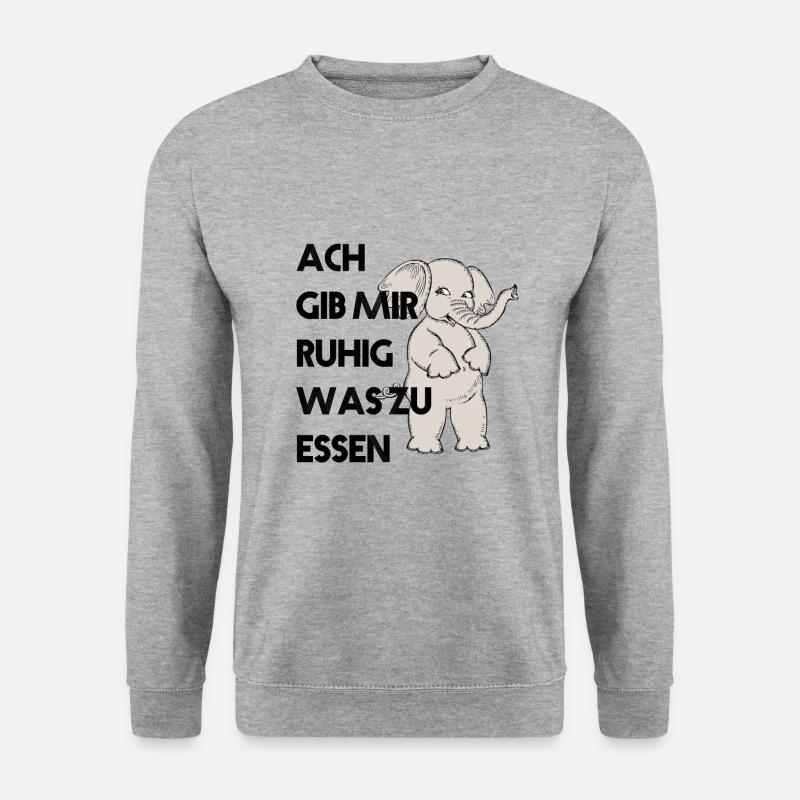 Elefant mit Hunger - Unisex Pullover - Weißgrau meliert