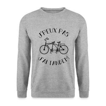 j peux pas j ai tandem - Sweat-shirt Unisexe - gris chiné - Devant - Alina (178cm) & Michal (187cm)