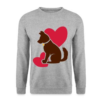 Cute dog with hearts - Unisex Sweatshirt - salt & pepper - Front - Alina (178cm) & Michal (187cm)