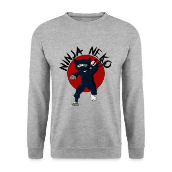 NINJA NEKO SENSEI RED - Unisex Sweatshirt - salt & pepper - Front - Alina (178cm) & Michal (187cm)