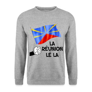 La réunion lé la Drapeau - Sweat-shirt Unisexe - gris chiné - Devant - Alina (178cm) & Michal (187cm)