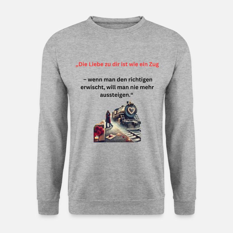 🚂 Liebe ist wie eine Zugfahrt - Unisex Pullover - Weißgrau meliert