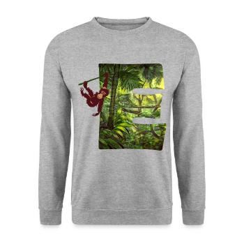 jungle avec affe e - Sweat-shirt Unisexe - gris chiné - Devant - Alina (178cm) & Michal (187cm)
