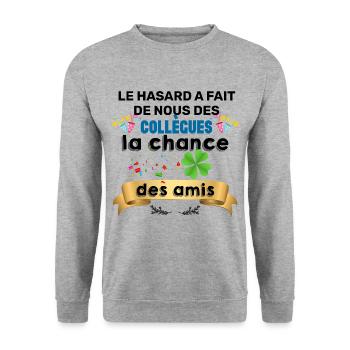 Collègue et amis idée Cadeau Homme Meilleur - Sweat-shirt Unisexe - gris chiné - Devant - Alina (178cm) & Michal (187cm)
