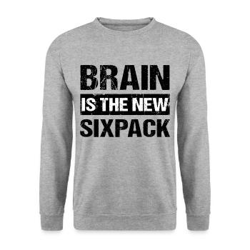 Brain est le nouveau sixpack Smart Schlau Clever Humor - Sweat-shirt Unisexe - gris chiné - Devant - Alina (178cm) & Michal (187cm)