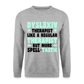Legasthenie - Unisex Pullover - Weißgrau meliert - Vorne - Alina (178cm) & Michal (187cm)
