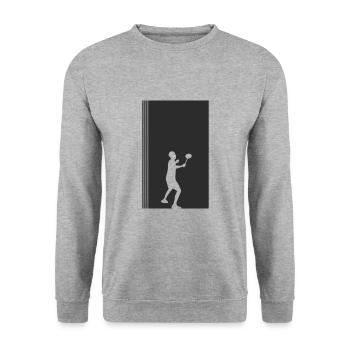 Badminton Clear Drop Smash - Unisex Pullover - Weißgrau meliert - Vorne - Alina (178cm) & Michal (187cm)