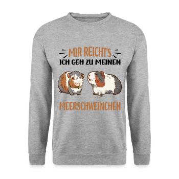 Meerschweinchen - Unisex Pullover - Weißgrau meliert - Vorne - Alina (178cm) & Michal (187cm)