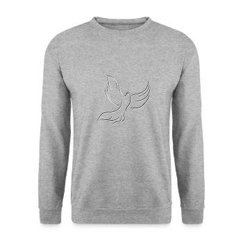 Taubensymbol des Friedens - Unisex Pullover - Weißgrau meliert - Vorne - Alina (178cm) & Michal (187cm)