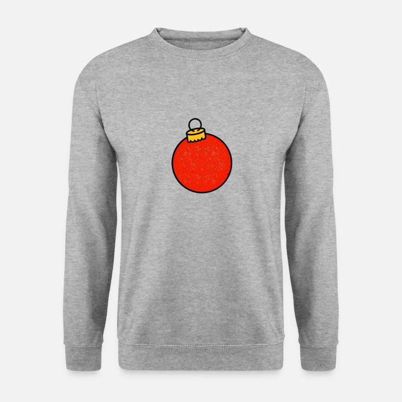 Rote Weihnachtskugel mit Glitzer - Unisex Pullover - Weißgrau meliert