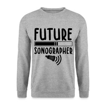Sonografie - Unisex Pullover - Weißgrau meliert - Vorne - Alina (178cm) & Michal (187cm)