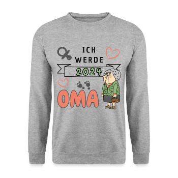 Ich werde 2024 Oma - Unisex Pullover - Weißgrau meliert - Vorne - Alina (178cm) & Michal (187cm)