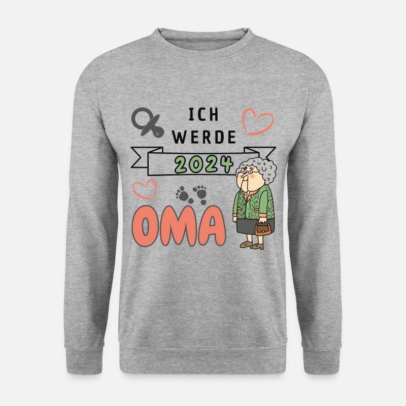Ich werde 2024 Oma - Unisex Pullover - Weißgrau meliert