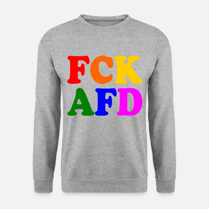 Fck afd - Unisex Pullover - Weißgrau meliert