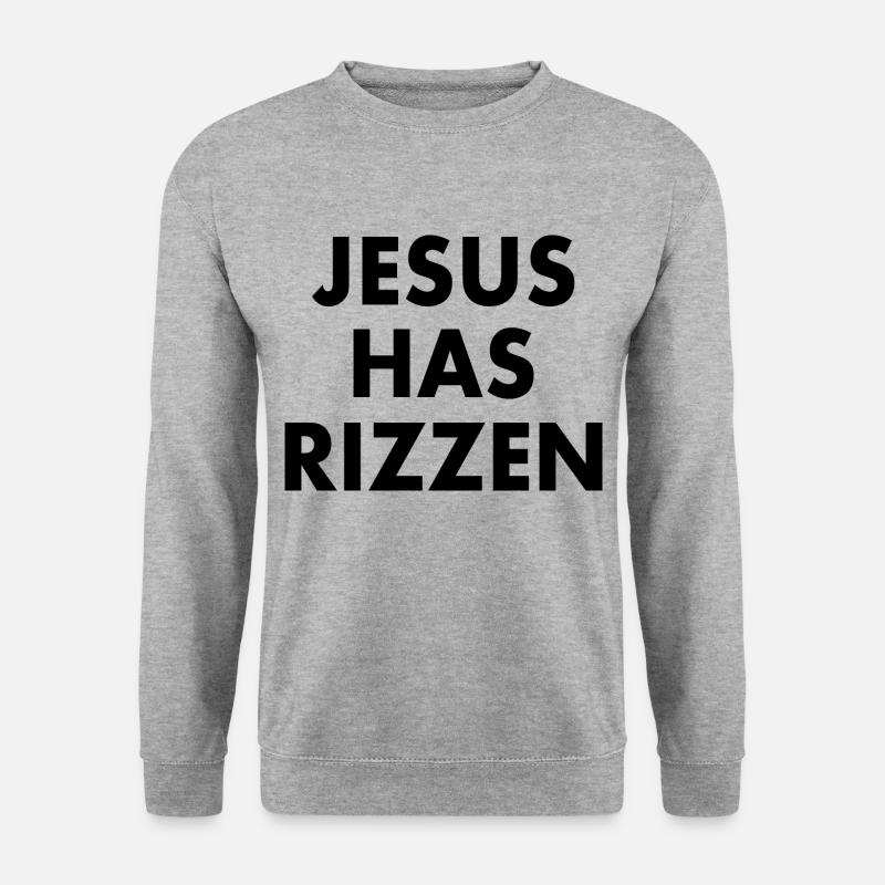 Jesus has rizzen - Unisex Pullover - Weißgrau meliert