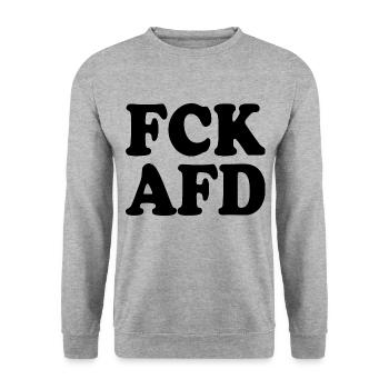 Fck afd - Unisex Pullover - Weißgrau meliert - Vorne - Alina (178cm) & Michal (187cm)