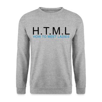 HTML - HOW TO MEET LADIES - Unisex Sweatshirt - salt & pepper - Front - Alina (178cm) & Michal (187cm)