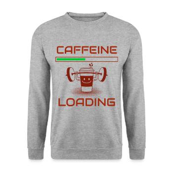 Koffeinladungsdesign für alle Kaffeeliebhaber. - Unisex Pullover - Weißgrau meliert - Vorne - Alina (178cm) & Michal (187cm)