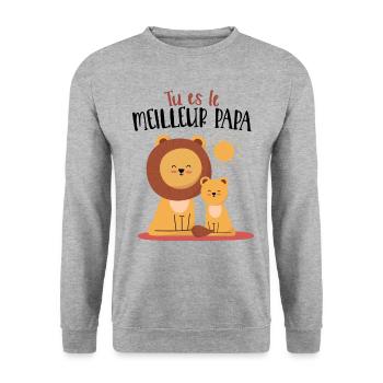 Meilleur papa fête des pères Body bébé - Sweat-shirt Unisexe - gris chiné - Devant - Alina (178cm) & Michal (187cm)