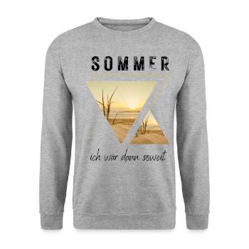 SOMMER ich bin dann soweit - HELLO SUMMER - Unisex Pullover - Weißgrau meliert - Vorne - Alina (178cm) & Michal (187cm)