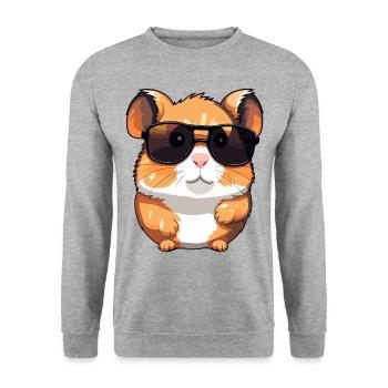 Cute hamster with sunglasses - Unisex Sweatshirt - salt & pepper - Front - Alina (178cm) & Michal (187cm)