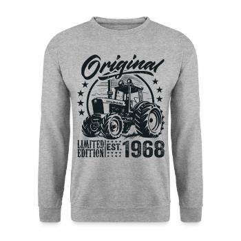 Original 1968 Anniversaire 1968 Fermier Tracteur - Sweat-shirt Unisexe - gris chiné - Devant - Alina (178cm) & Michal (187cm)