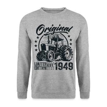 Original 1949 Anniversaire 1949 Fermier Tracteur - Sweat-shirt Unisexe - gris chiné - Devant - Alina (178cm) & Michal (187cm)
