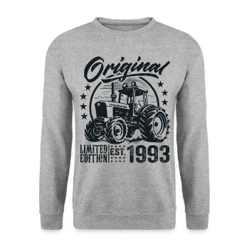 Original 1993 Anniversaire 1993 Fermier Tracteur - Sweat-shirt Unisexe - gris chiné - Devant - Alina (178cm) & Michal (187cm)