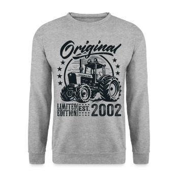 Original 2002 Anniversaire 2002 Fermier Tracteur - Sweat-shirt Unisexe - gris chiné - Devant - Alina (178cm) & Michal (187cm)