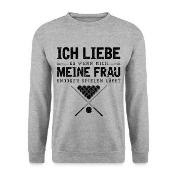 Lustiges Snooker - Unisex Pullover - Weißgrau meliert - Vorne - Alina (178cm) & Michal (187cm)