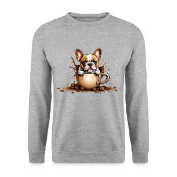 COFFEE FRENCH BULLDOG - Unisex Sweatshirt - salt & pepper - Front - Alina (178cm) & Michal (187cm)