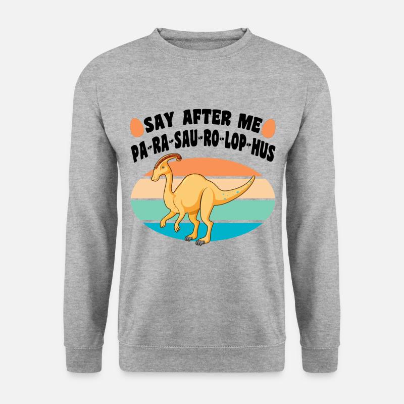 Dino - Unisex Pullover - Weißgrau meliert