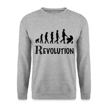 revolution daddy stroller birth - Unisex Sweatshirt - salt & pepper - Front - Alina (178cm) & Michal (187cm)