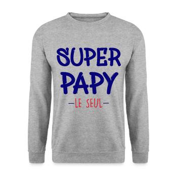 Super papy - Sweat-shirt Unisexe - gris chiné - Devant - Alina (178cm) & Michal (187cm)
