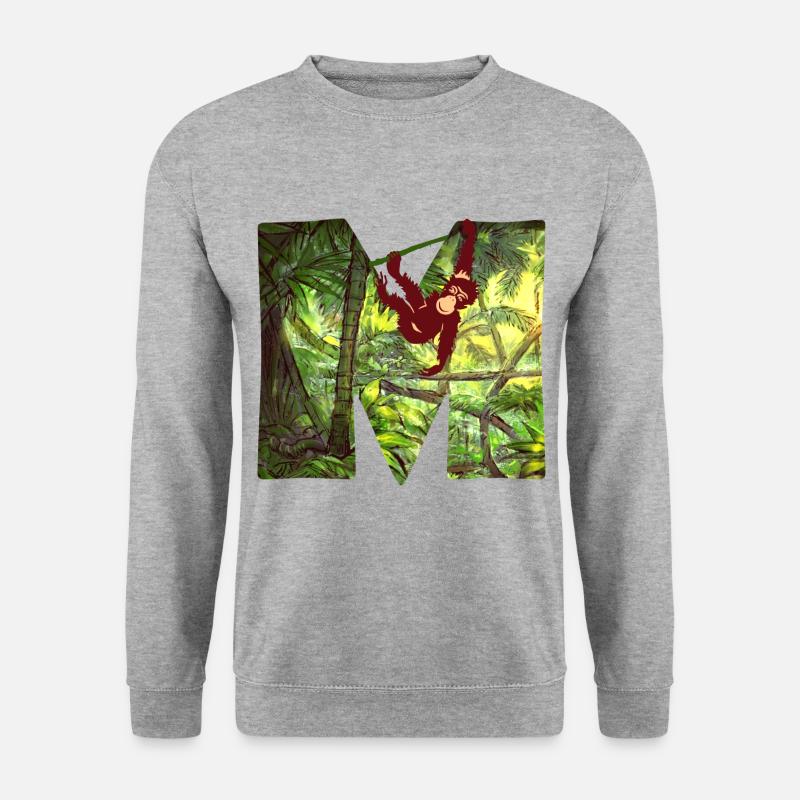 dschungel mit affe m - Unisex Pullover - Weißgrau meliert