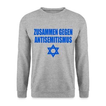 zusammen gegen antisemitismus - Unisex Pullover - Weißgrau meliert - Vorne - Alina (178cm) & Michal (187cm)