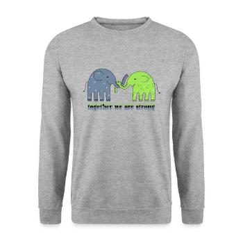 Ensemble nous sommes forts. - Sweat-shirt Unisexe - gris chiné - Devant - Alina (178cm) & Michal (187cm)