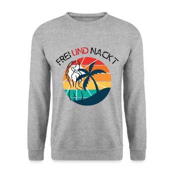 Frei und Nackt - Unisex Pullover - Weißgrau meliert - Vorne - Alina (178cm) & Michal (187cm)