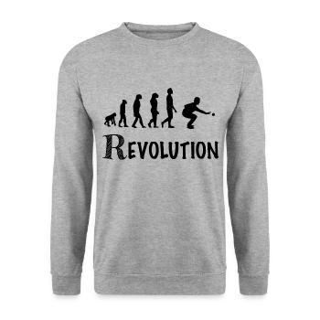 révolution joueur de pétanque humour boules - Sweat-shirt Unisexe - gris chiné - Devant - Alina (178cm) & Michal (187cm)